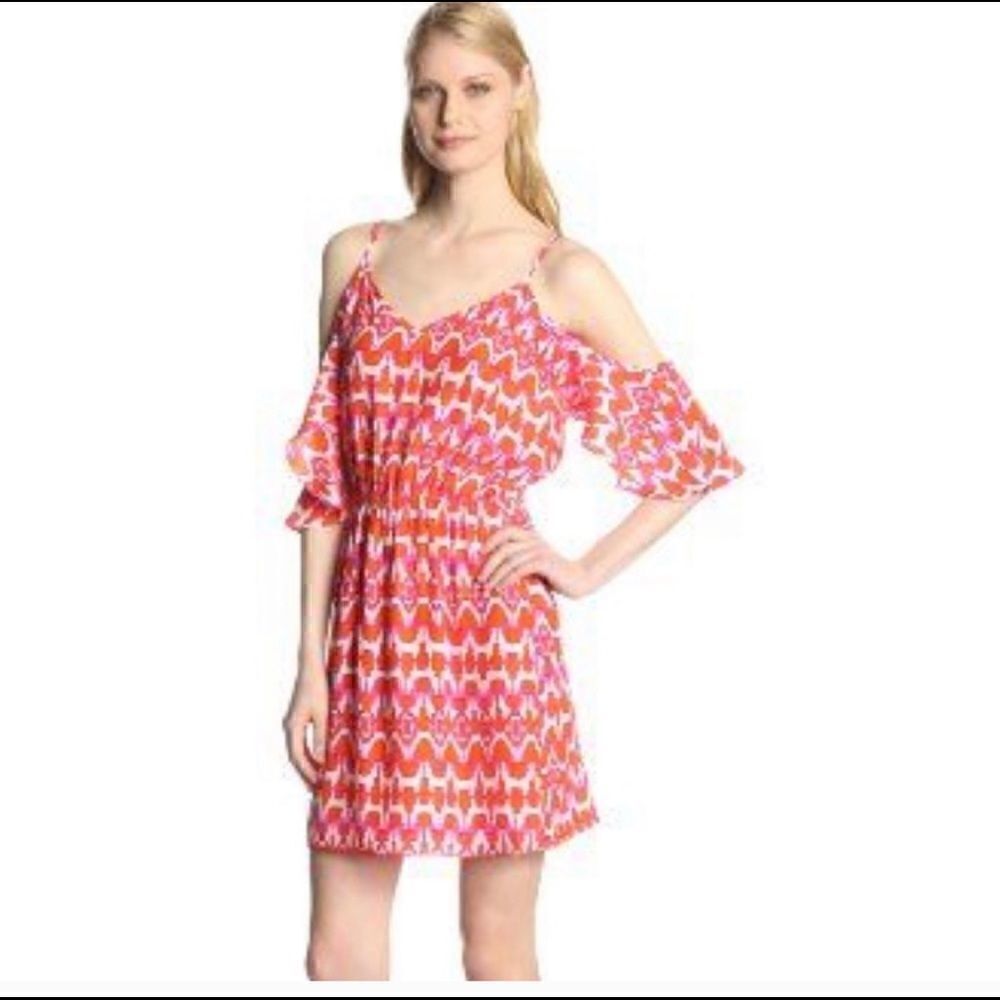 ALICE & TRIXIE Batik pink orange white print Party Dress Small